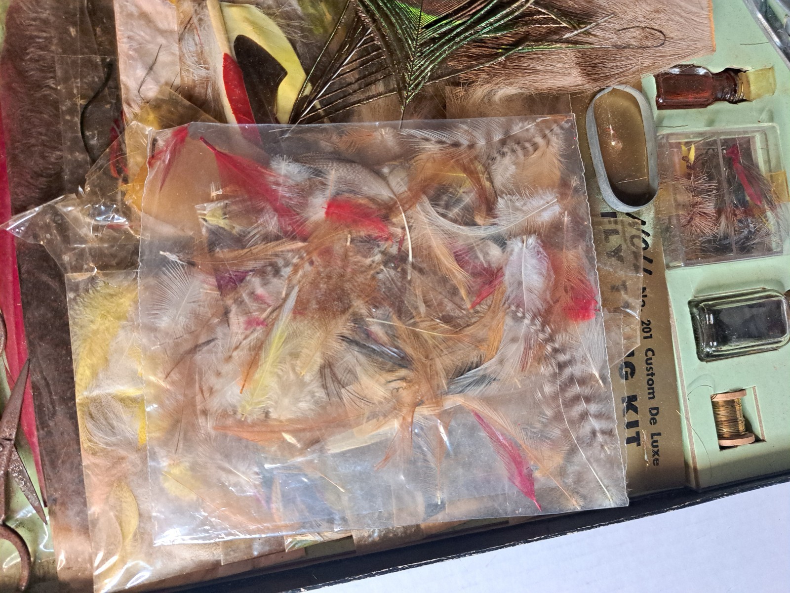 Vintage Noll No. 201 Custom De Luxe Fly Tying Kit w/ Trout Flies Book + Extras A