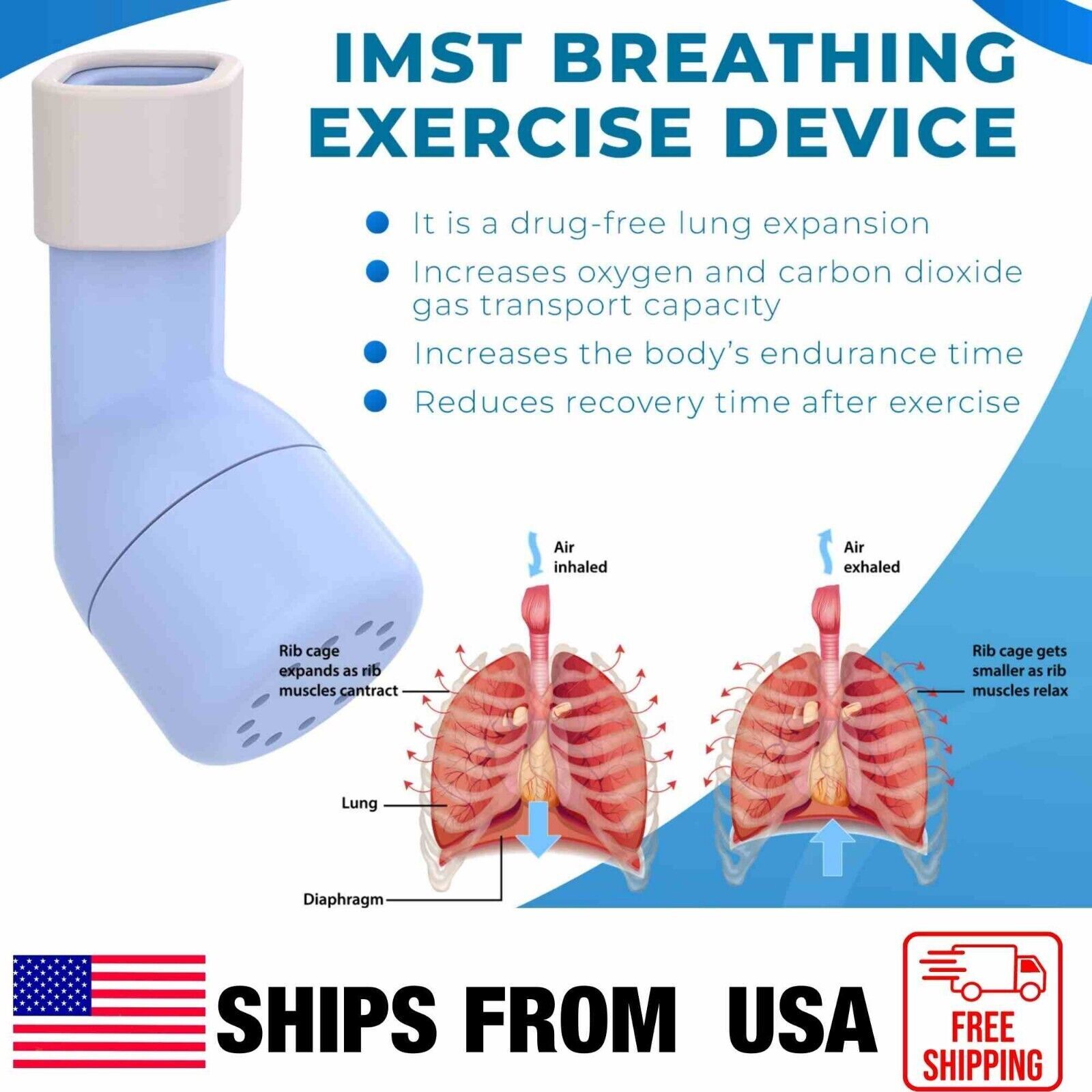 MINALYA HT-02 BREATHING EXERCISE DEVICE LUNGS MUSCLE STAINLESS STEEL BALLS