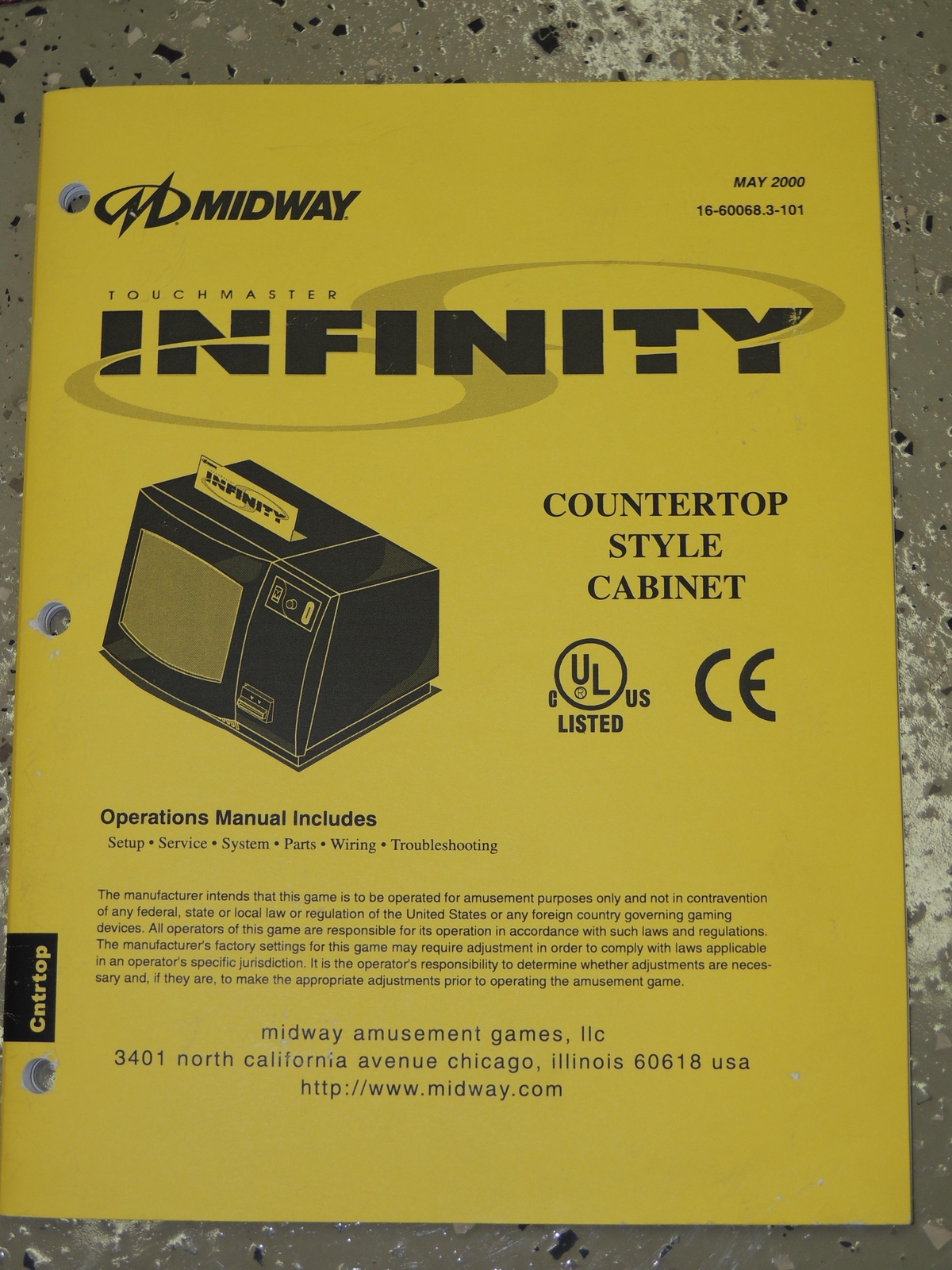 Infinity Countertop Style Cabinet Manual Midway Games