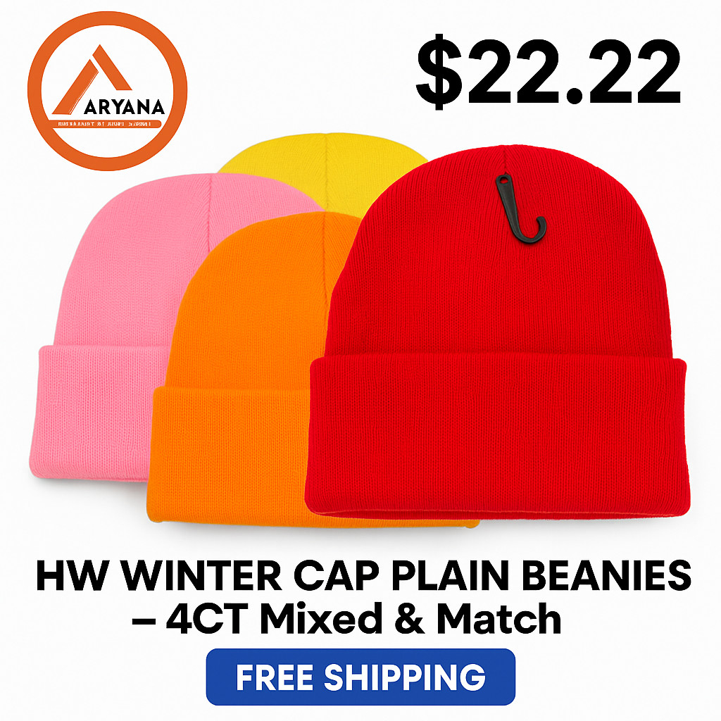 Winter Warm Skull Cap - PLAIN BEANIES - Unisex- 4CT Mixed  Match | FREE SHIPPING