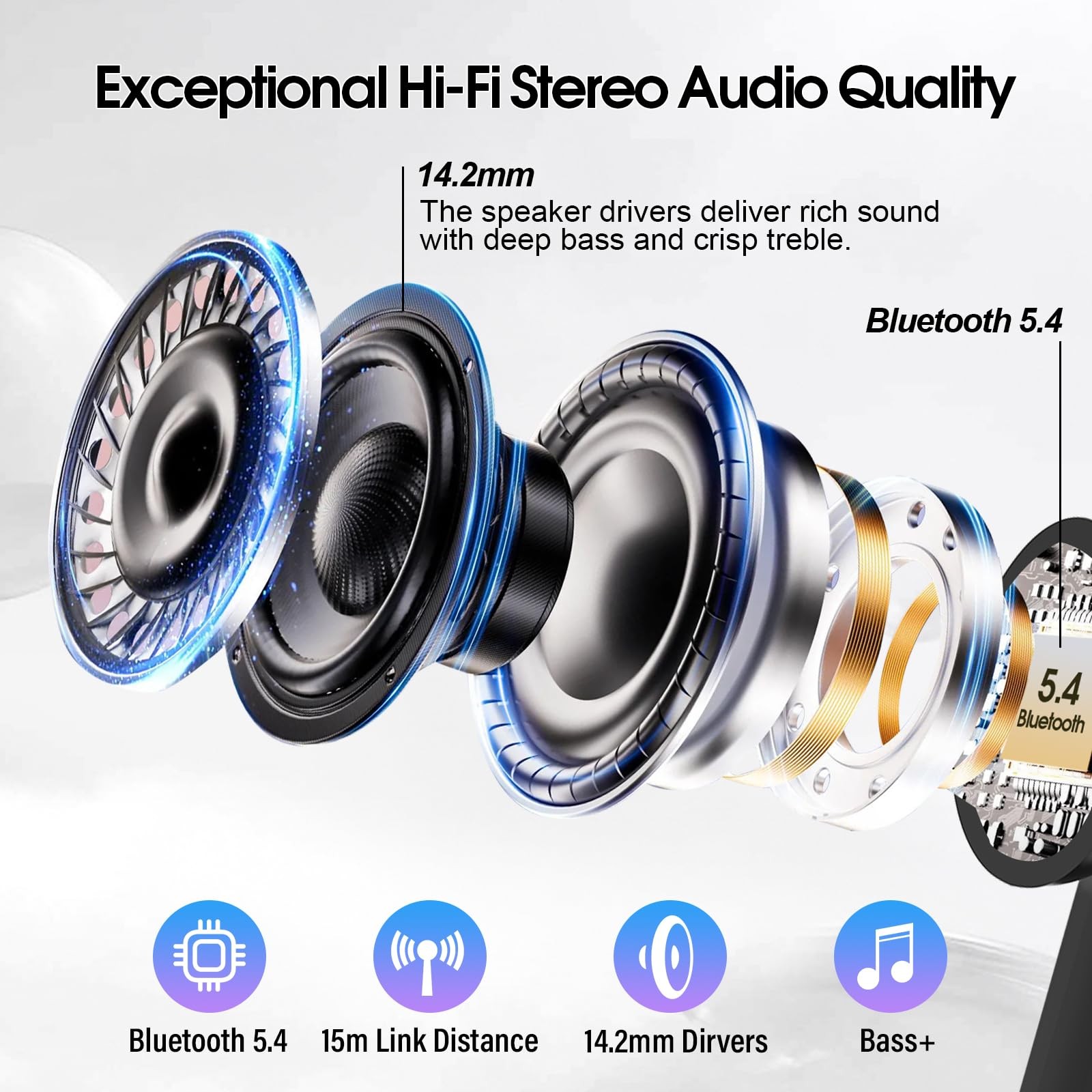 Wireless Earbuds, Bluetooth 5.4 Headphones Multi-Function Touch Screen