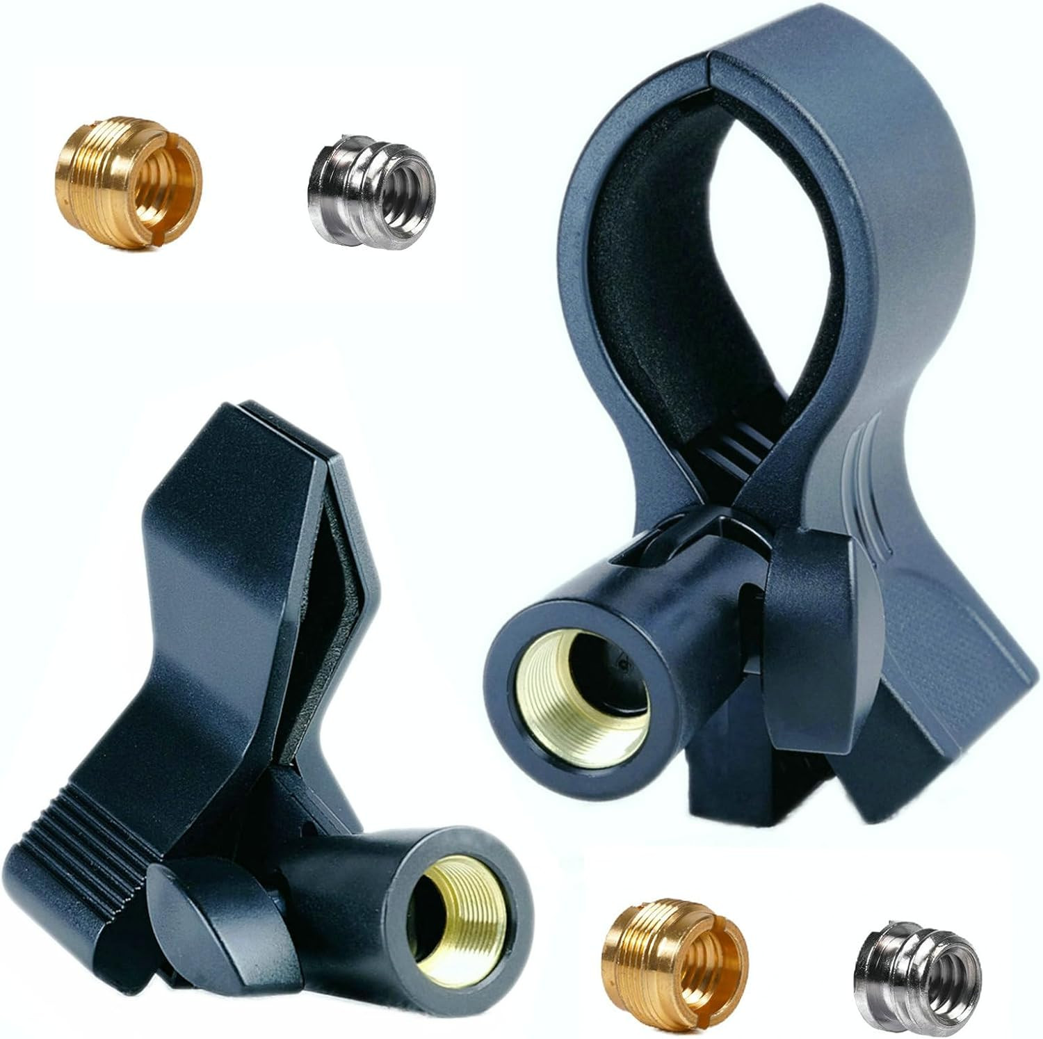 2 Pack Universal Microphone Clip Holder for Dynamic & Condenser Mics - Adjustab
