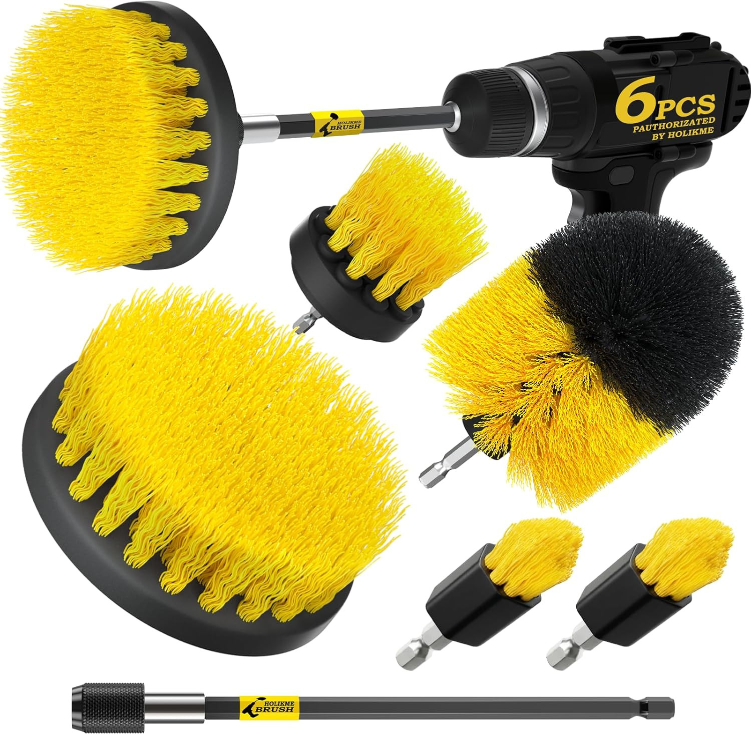 6Pack Drill Brush Power Scrubber Cleaning Brush Extended Long Attachment Set All