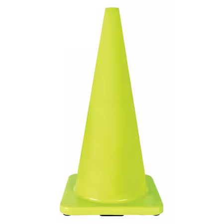 Zoro Select 6Fha4 Traffic Cone, Pvc, Non-Reflective, 28 In Height, 7 Lb, Lime,