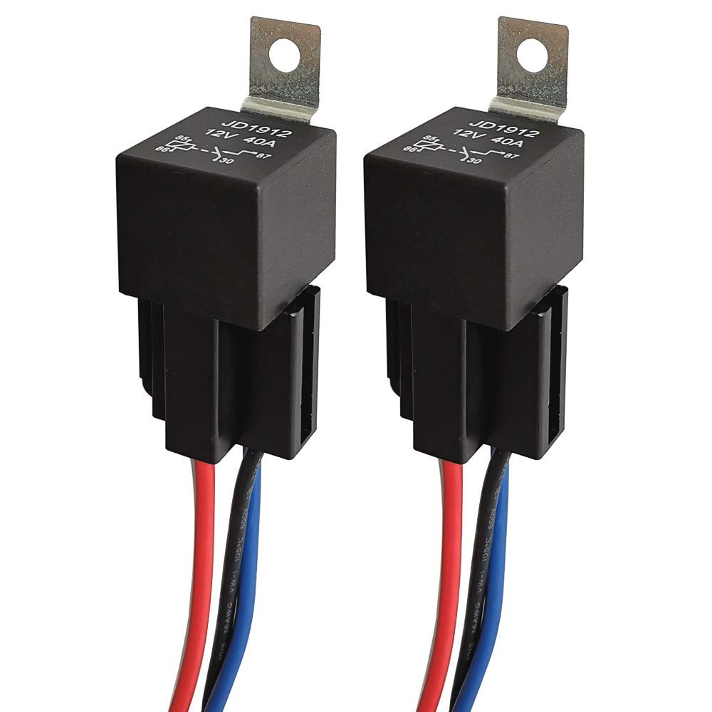 Gebildet 2pcs JD1912 Car Relay Harness 12V 40A 4 Pin SPST 12AWG 4pin-12V-2pcs