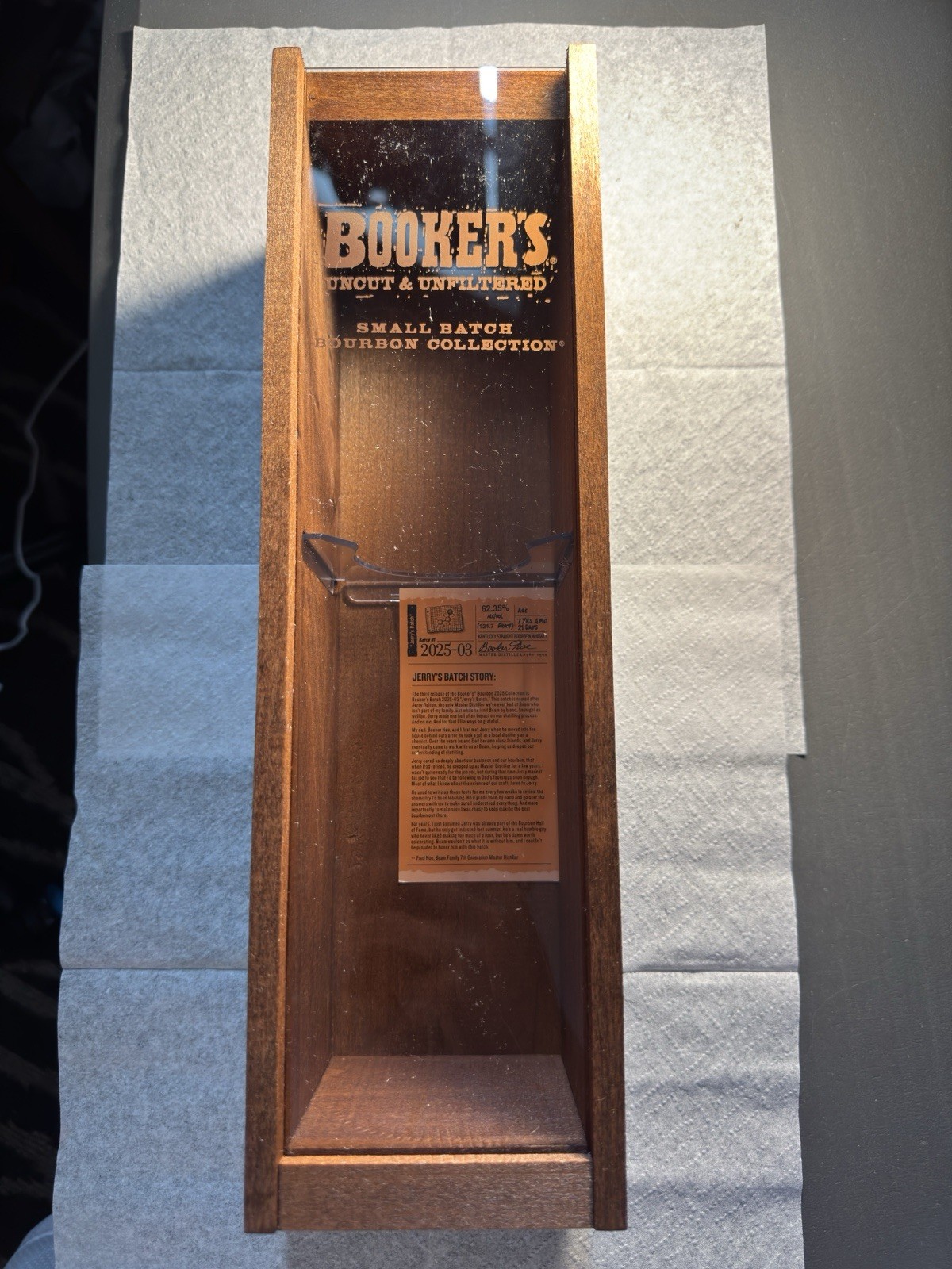 Booker's Bourbon Wood Presentation Box NO BOTTLE Slider Front with Insert