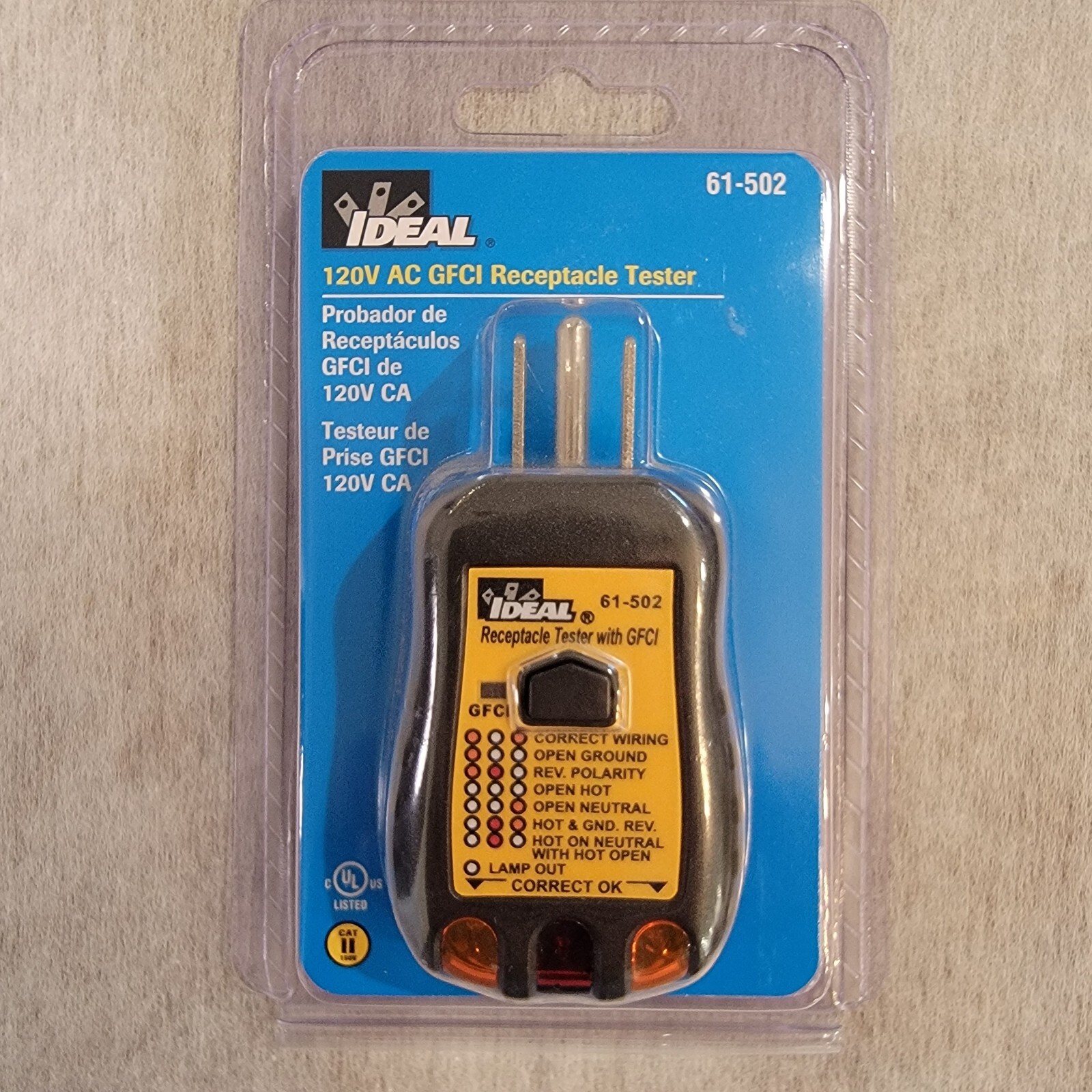 NEW IDEAL 61-502 120-Volt AC GFCI Receptacle Tester