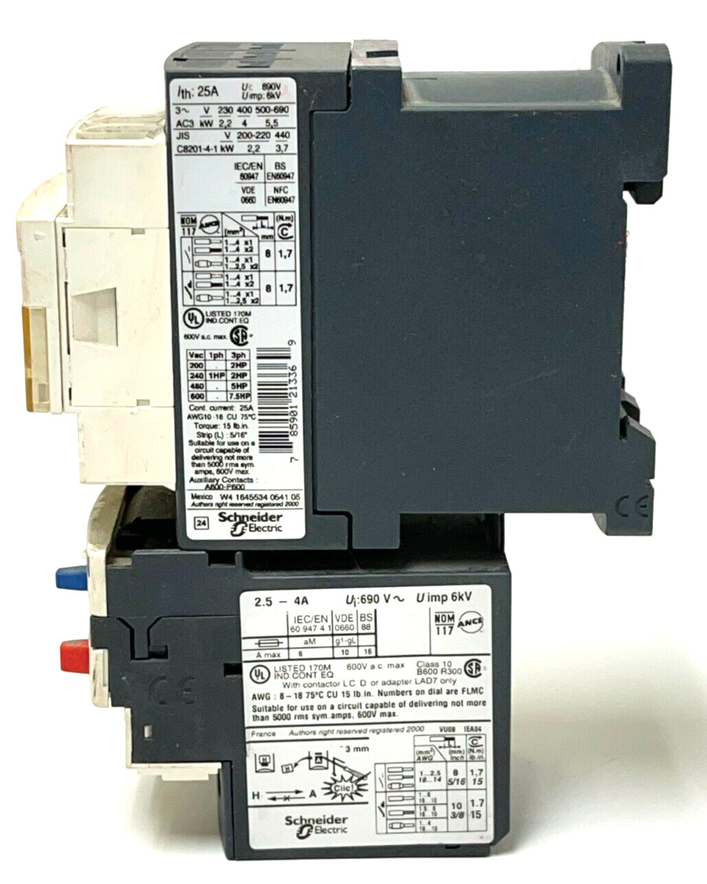 SQUARE D/ TELEMECANIQUE LC1 D09 LRD 08 RELAY CONTACTOR