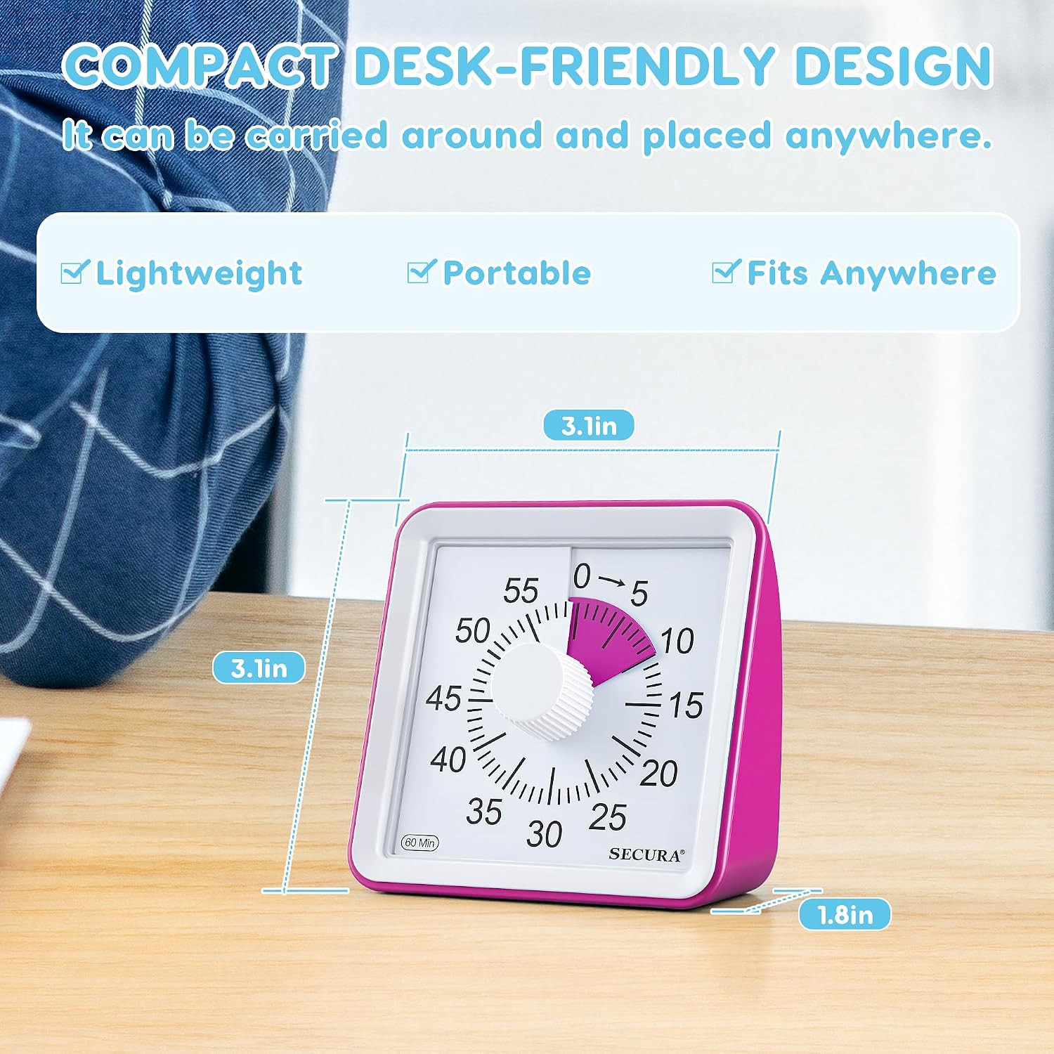 Visual Timer for Kids, 60 Minute Classroom Countdown Timer for Study | Non-Ticki