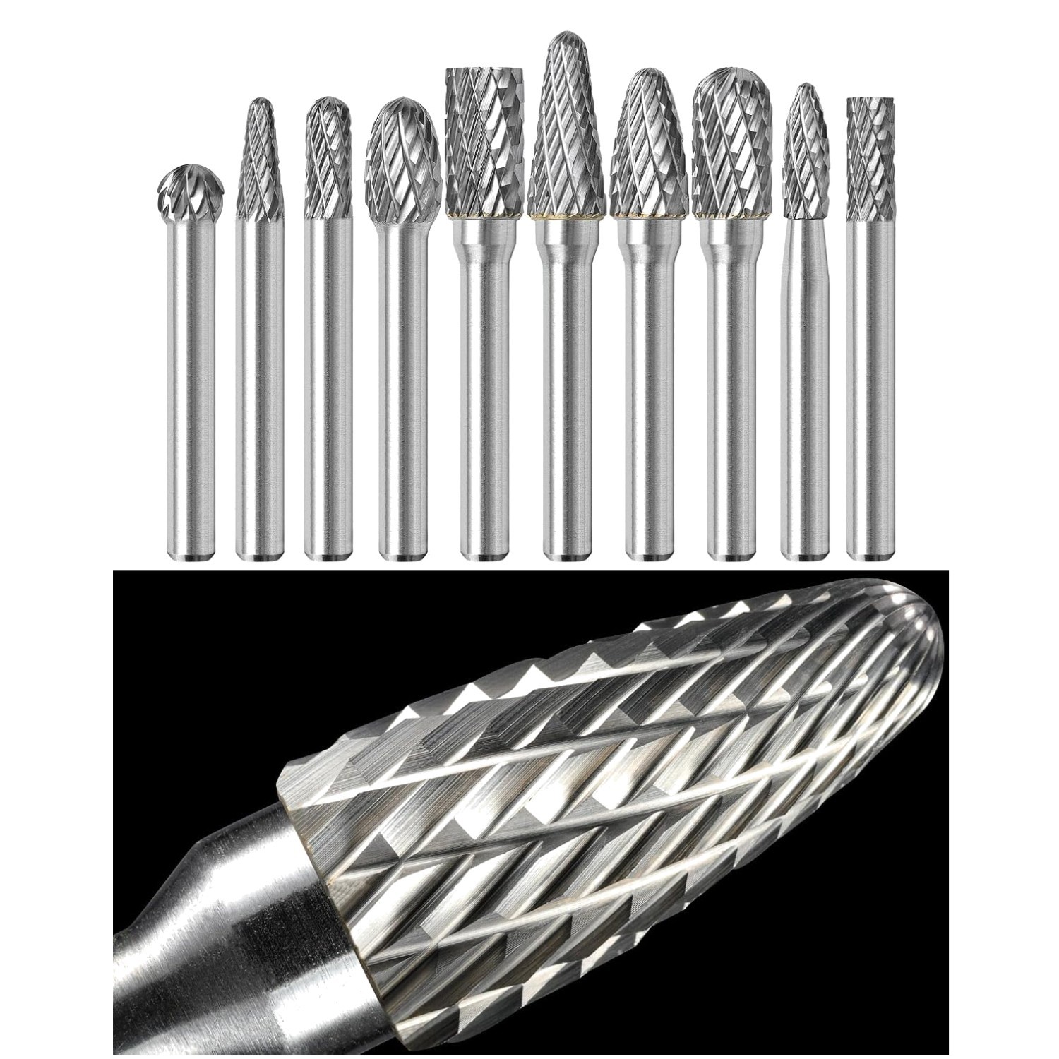 Cutting Porting Carving Kit 10Pcs Carbide Burr Set