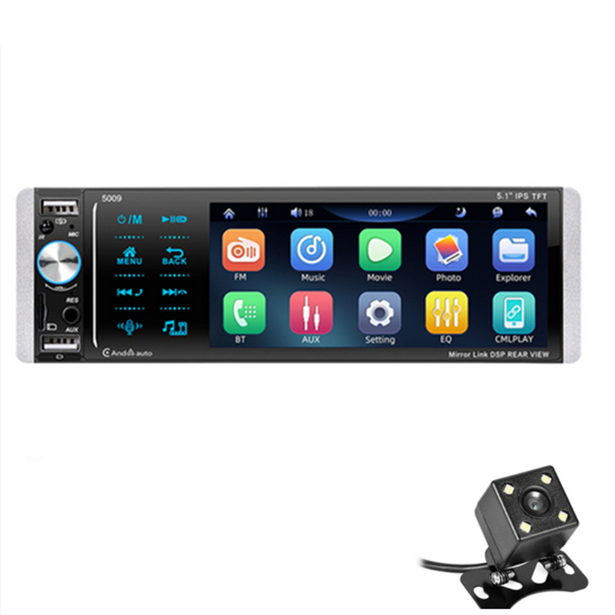 Touch Screen Stereo Radio 5.1in Single 1DIN Car MP5 Player Bluetooth W/Camera