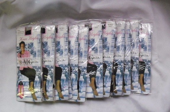 12 - Mario Garcia Black Knee High NYLONS Wide Comfort Top FITS 8 1/2 - 11