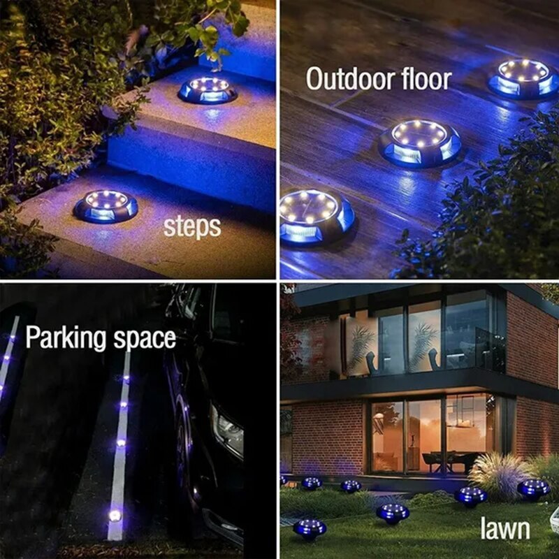 4Pack Solar Ground Light 12 LED Outdoor Disk Lighting Landscape Yard Garden Lawn