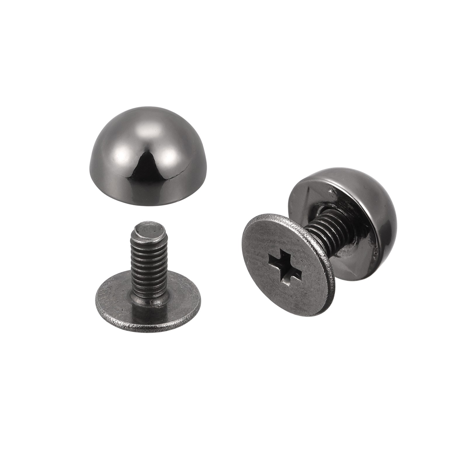 Screw Back Rivets, 8 Sets 8x5mm Round Rivet Leather Spike, Gun-black