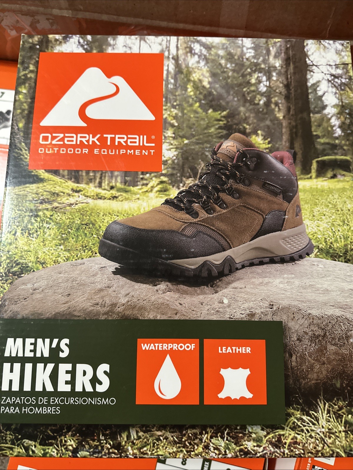 Ozark Trail Men's Redline Mid Hiker Boots Color Tan waterproof leather