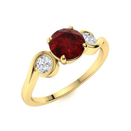925 Sterling Silver Garnet Gemstone Three-Stone Statement Ring Jewelry