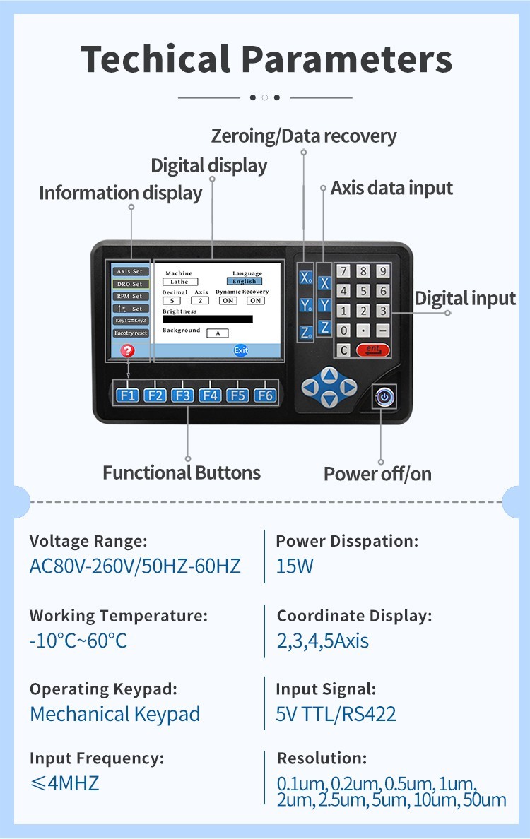 Ditron TTL 2 /3 /4Axis DRO Digital Readout Linear Glass Scal Lathe Mill 5um US