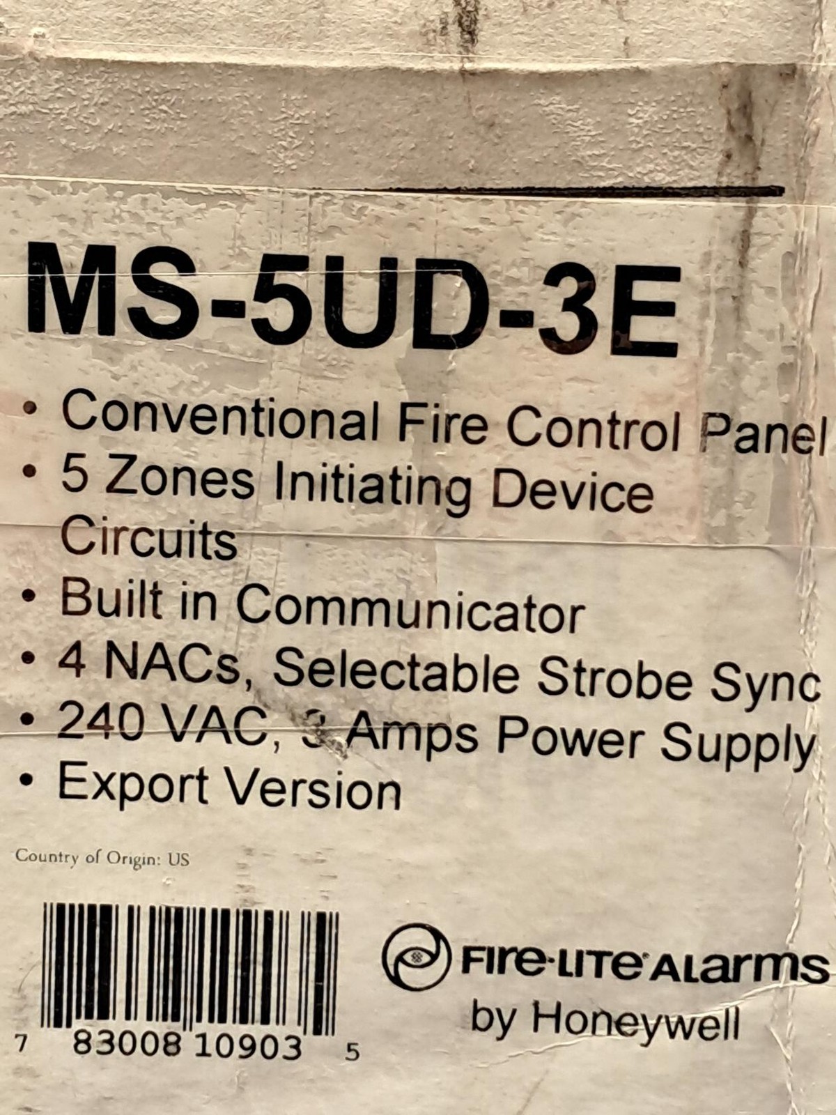 Fire-Lite - MS-5UD-3E - Fire Alarm Control Panel, 5 Zone, 240V