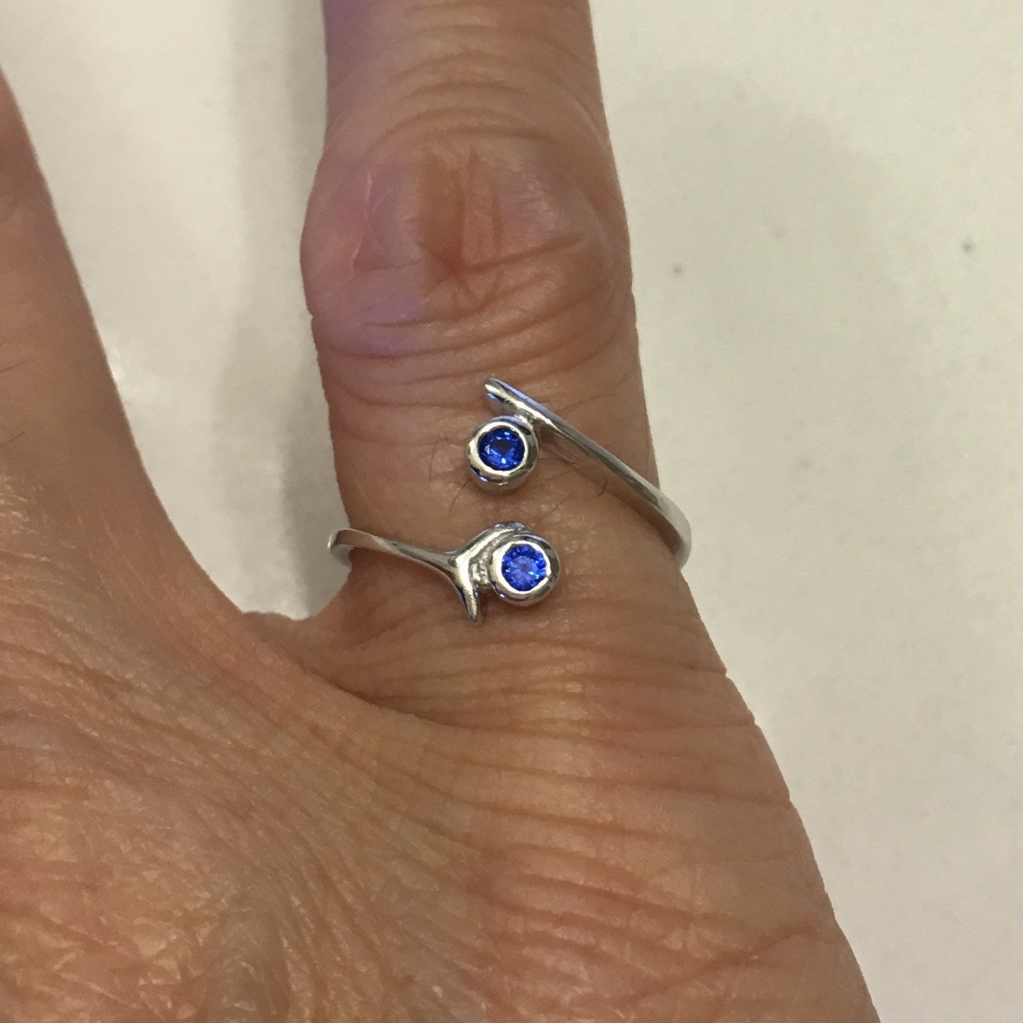 Sterling Silver Blue Sapphire CZ Toe Ring, Silver Rings, CZ Ring