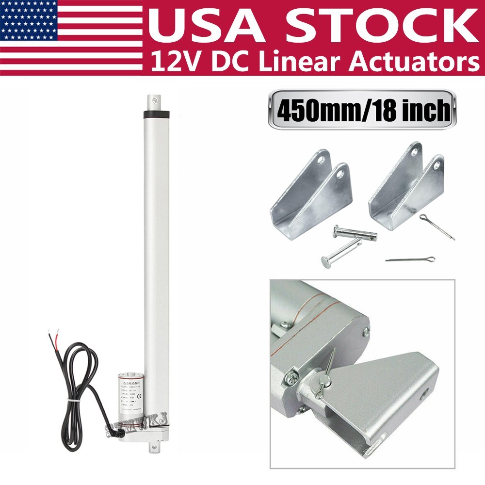 Heavy Duty Linear Actuator 12V 18" Stroke Includes Mount Brackets 1000N DC Motor