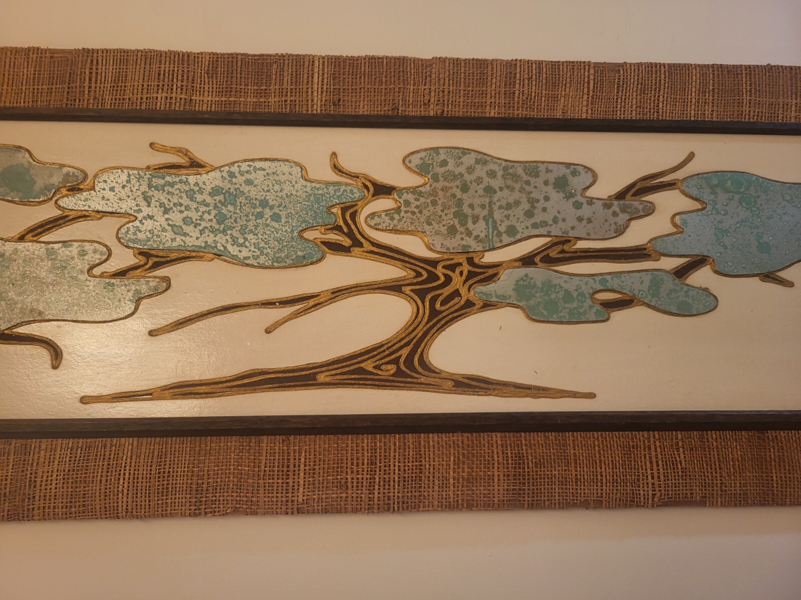 HOUSE OF RAN SU MID-CENTURY MODERN ELMHURST NY ABSTRACT TREE 16"× 46" SIGNED/ JT