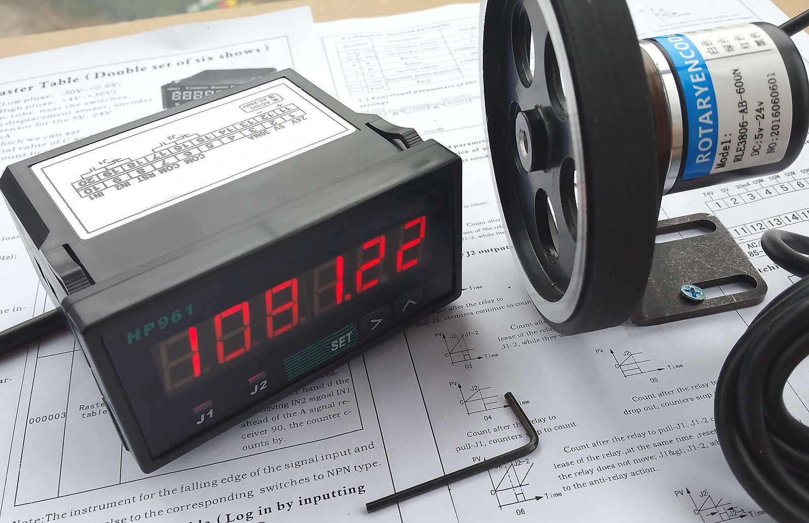 200mm Length Wheel + Encoder + Bracket + Counter Grid Length Gauge