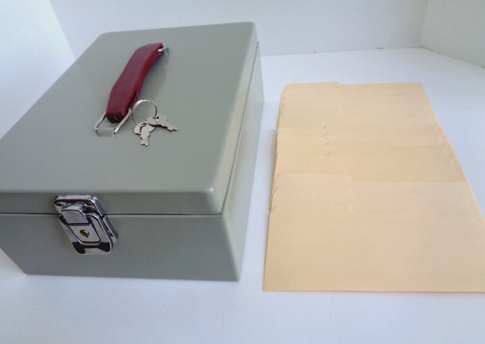 Steel Metal Storage Check Box w/Handle & 2 Keys *Does Not Lock* Recipes Photos