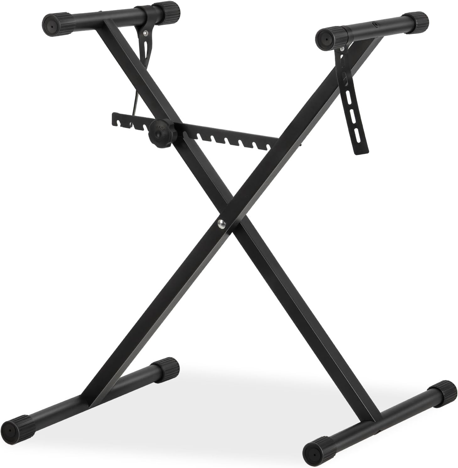 AODSK Single X Black Keyboard Stand Adjustable Height Width w/ Locking Straps
