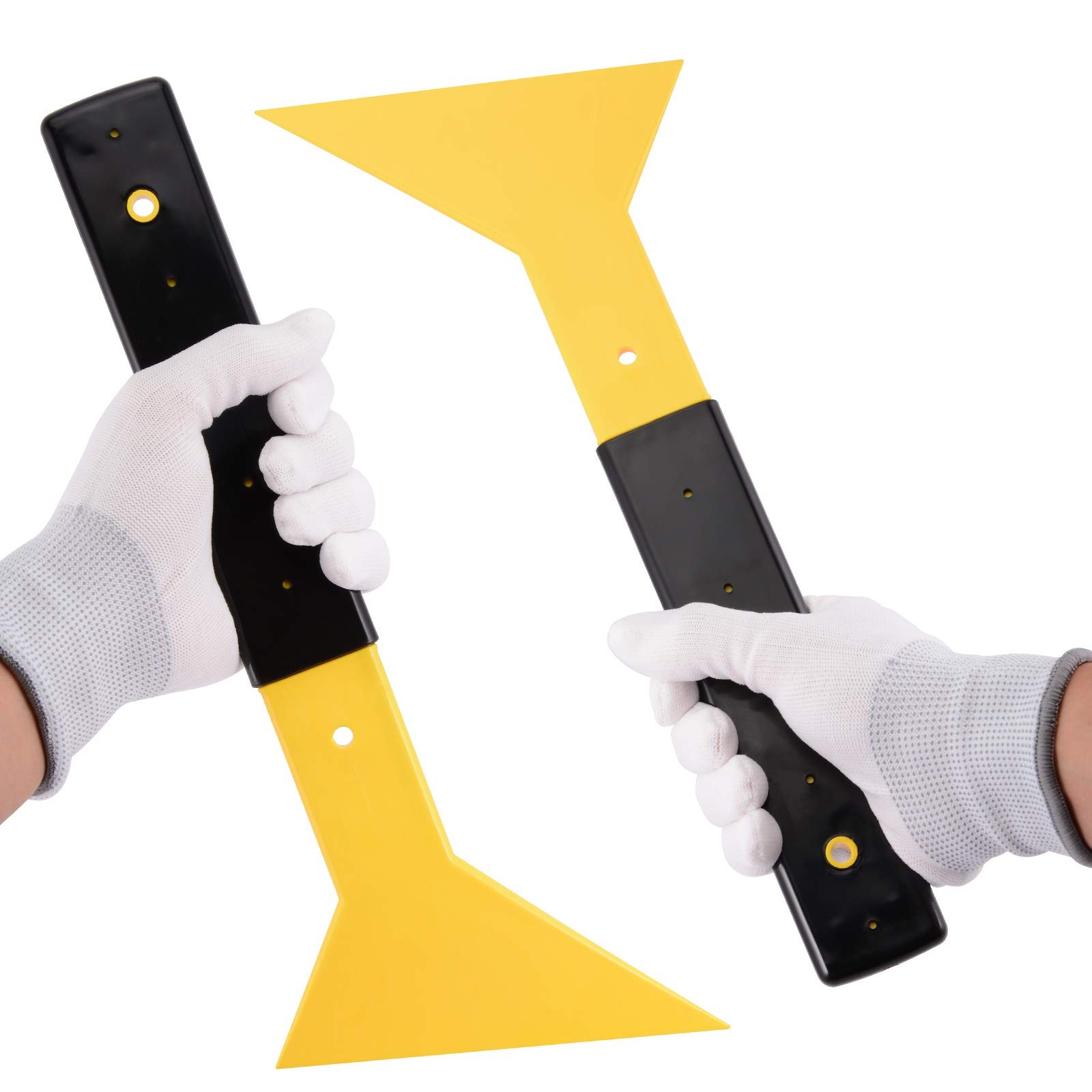 EHDIS Window Tint Squeegee Long Handle Scraper Tool Triangle Slim Foot Yellow