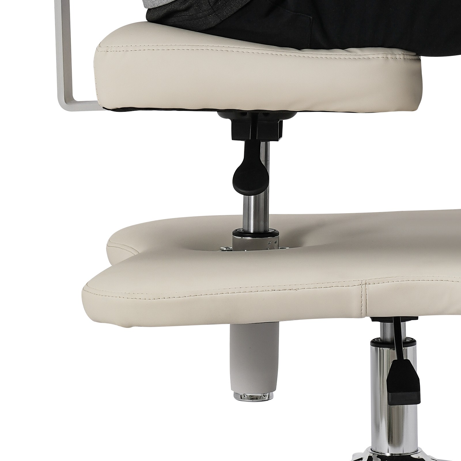 Ivory White Cross Legged Office Chair with Wheels for Meditation & Comfort