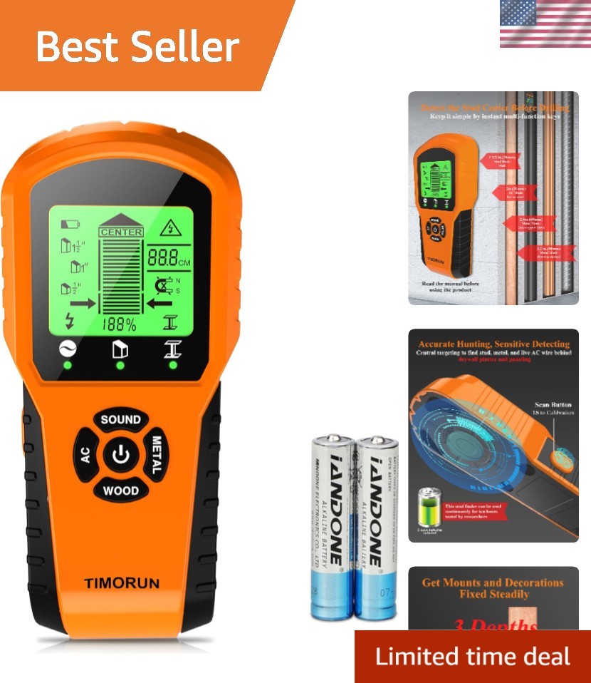 Compact 6-in-1 Stud Finder with Magnetic Sensor for Accurate Wall Detection