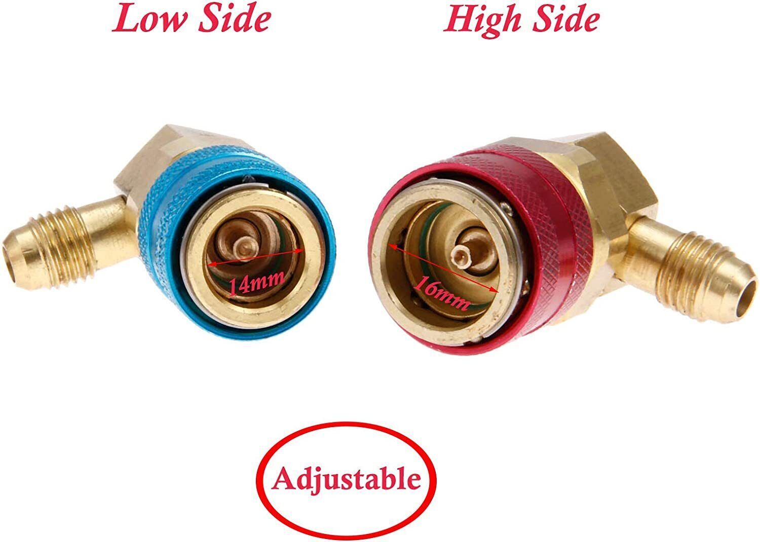 For Car AC Gauge AC High Low Side Quick Connector Adapter Fitting Coupler Kit