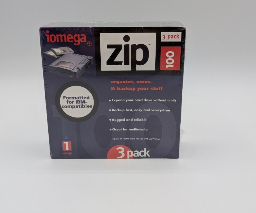 Iomega Zip 100 MB 3-Pack Disks Formatted For IBM Compatibles NEW SEALED