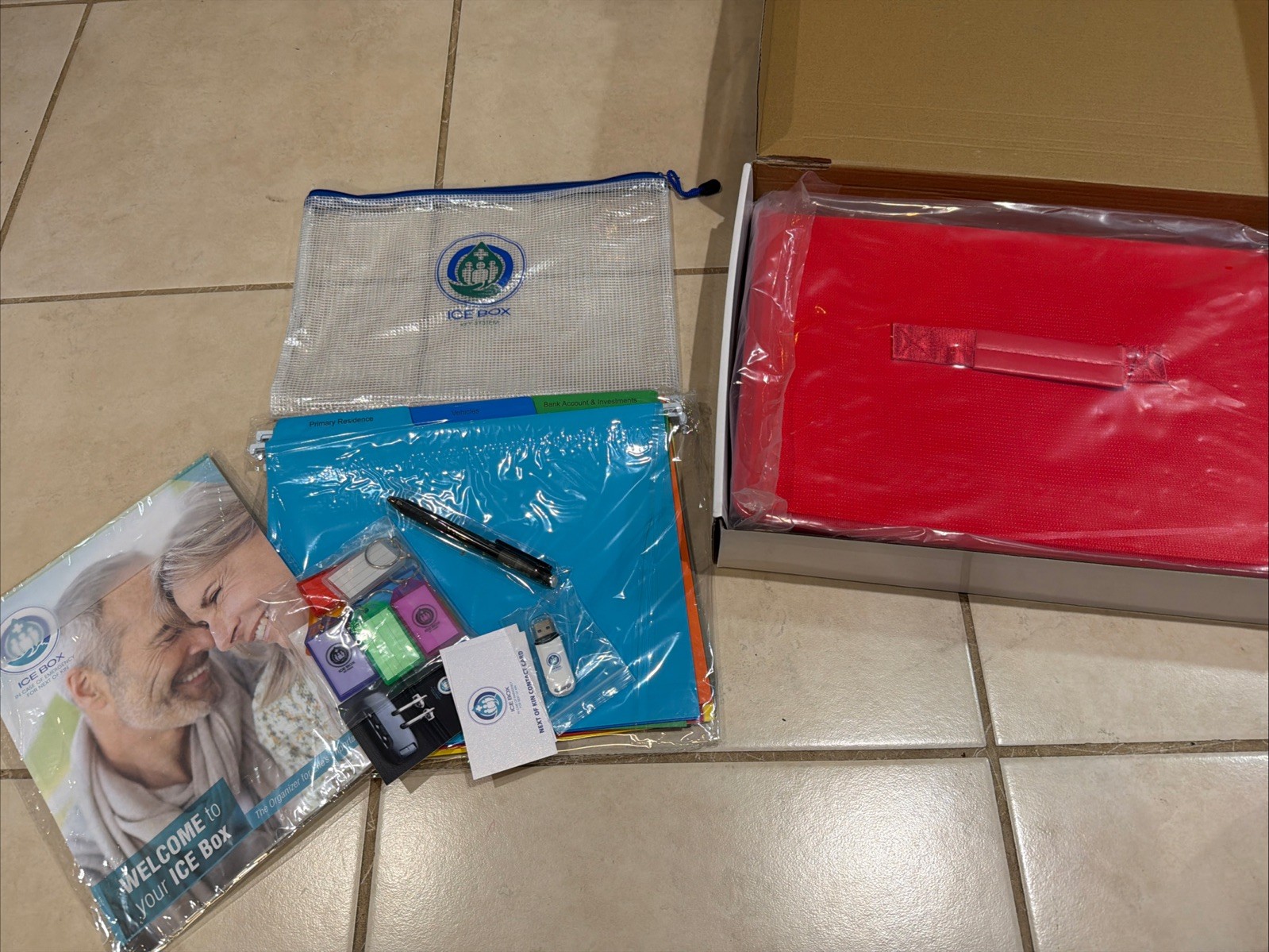 The Original ICE BOX Personal Estate Organization System Red Fire Proof Box NEW