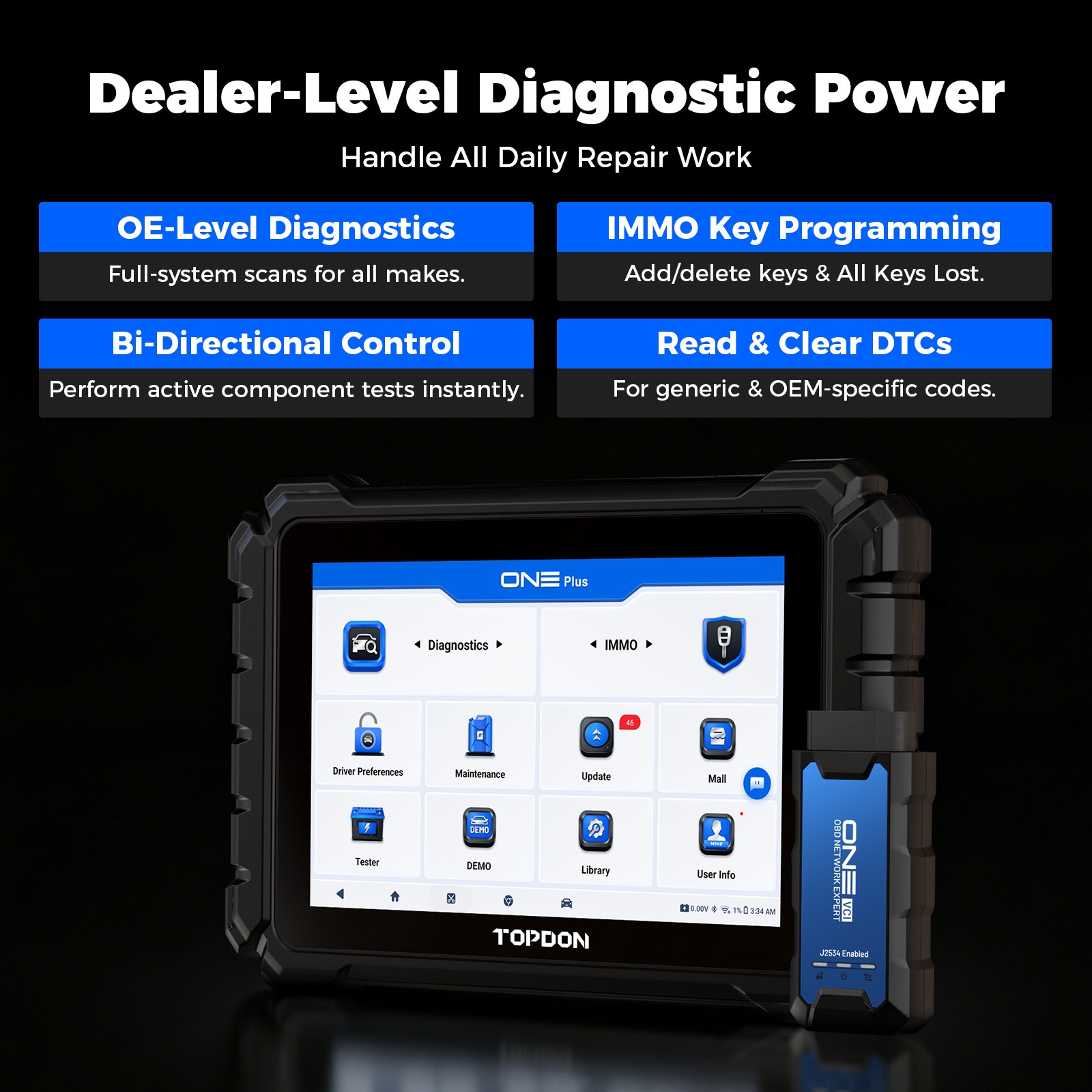 TOPDON ONE Plus J2534 OBD2 Scanner ECU Programming Auto Diagnostic Tool +2 Gifts