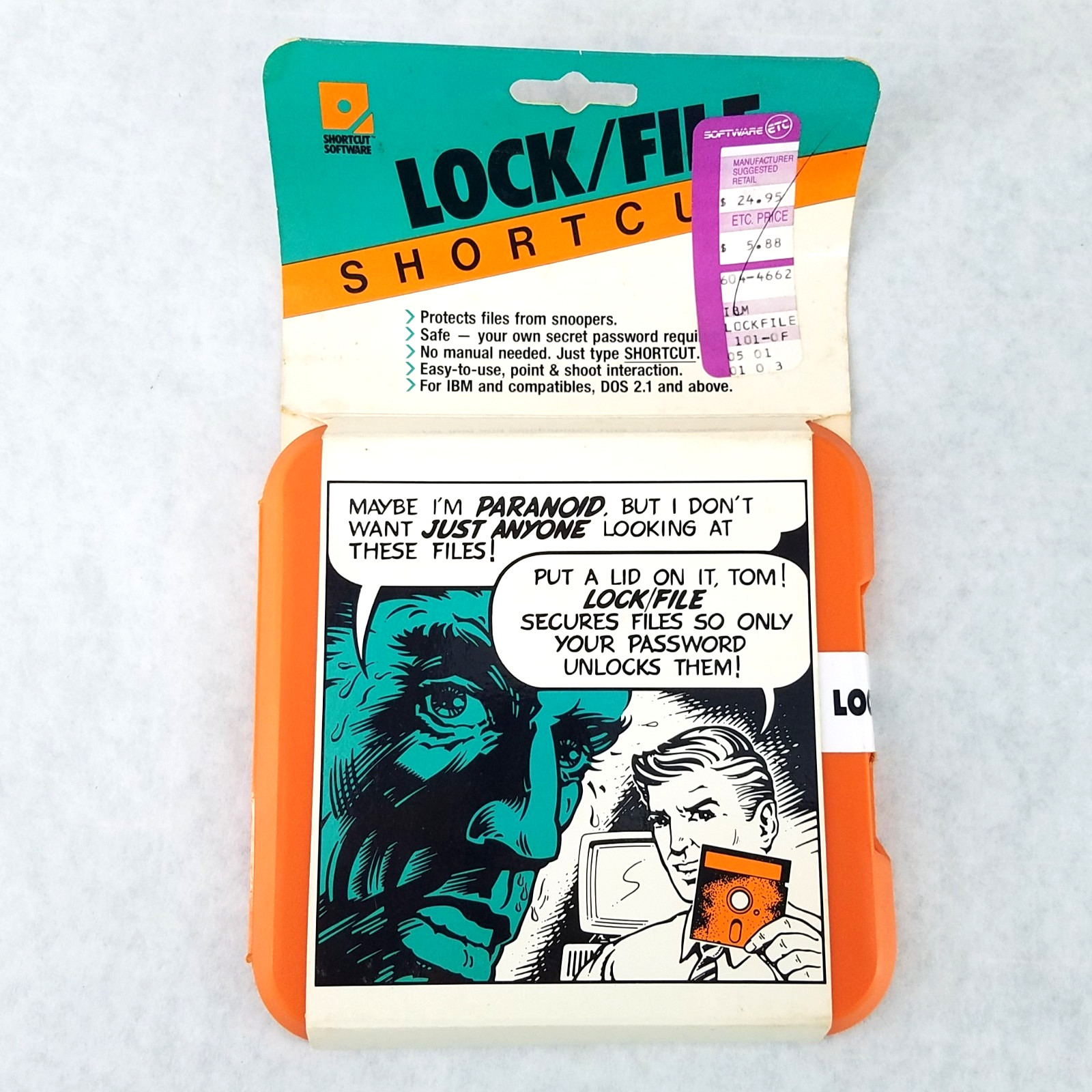 Vintage 1988 Shortcut Software Floppy 5.25 Disc LOCK/FIND - FACTORY SEALED!