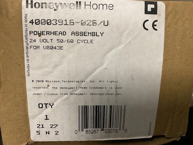 Honeywell Home 40003916-026/U 24 Volt Replacement Head  V8043E With End Switch