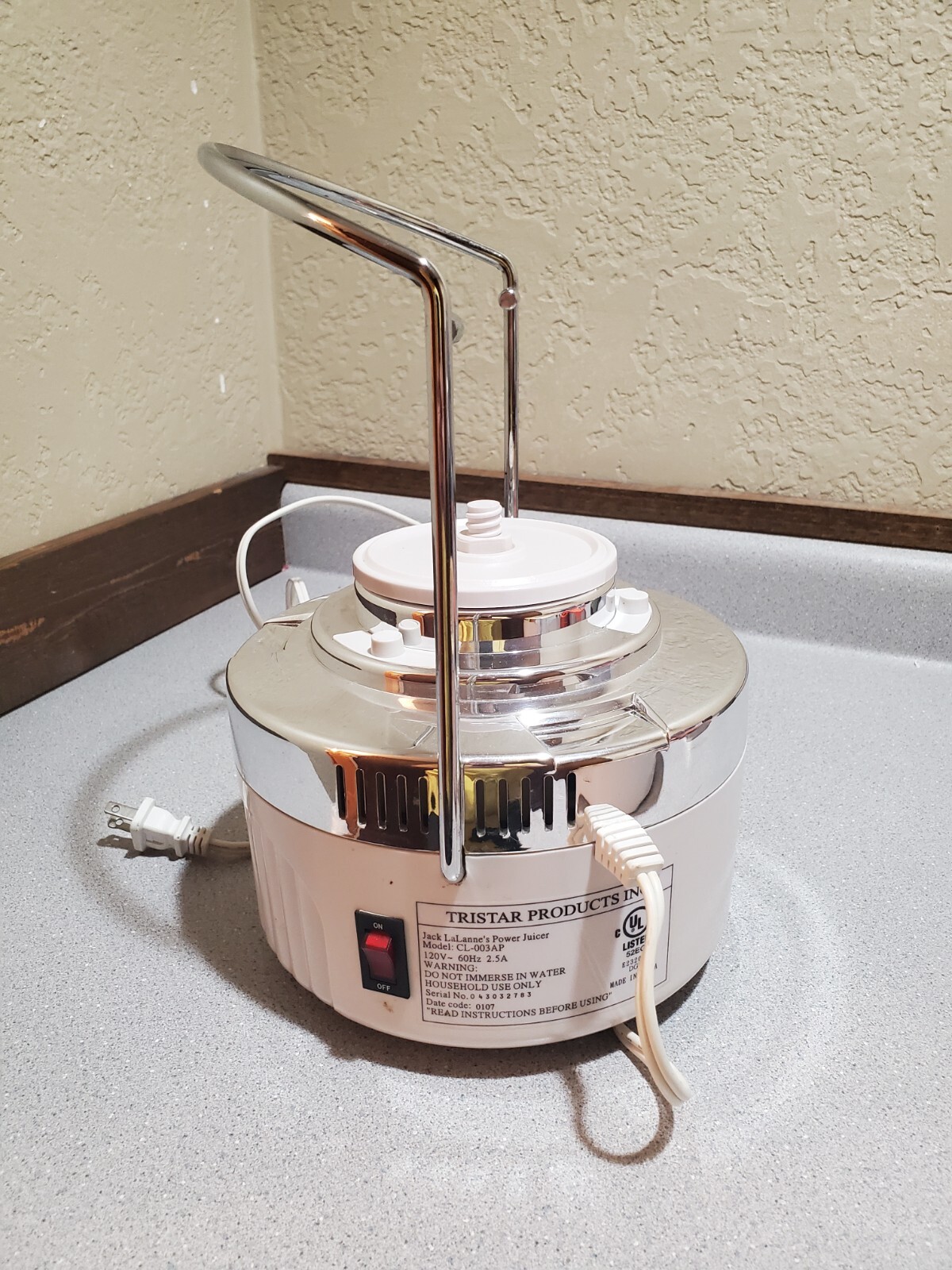 CL-003AP Motor Base Juicer Jack LaLanne's Power Juicer Tested Working