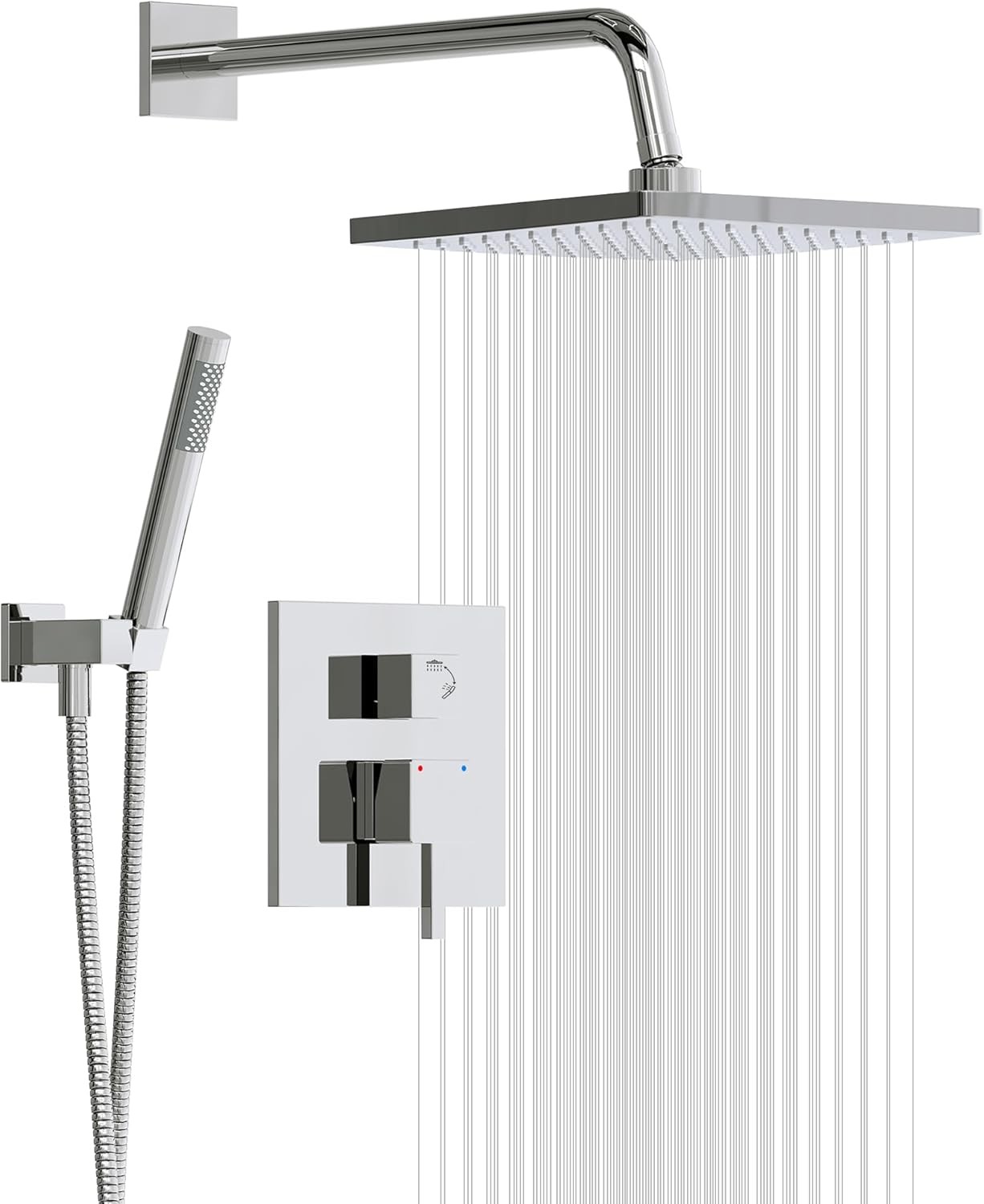Rain Shower System with Handheld Chrome Wall Mount