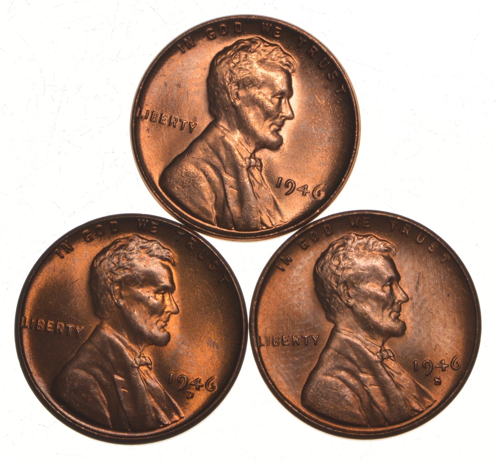 Choice Unc 1946 P+D+S Lincoln Wheat Cent Gem BU Collection Lot Set