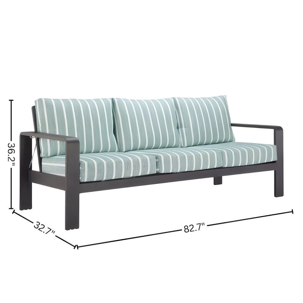 Green Outdoor Sofa With Cushions, Patio Couch for Three With Aluminum Frame