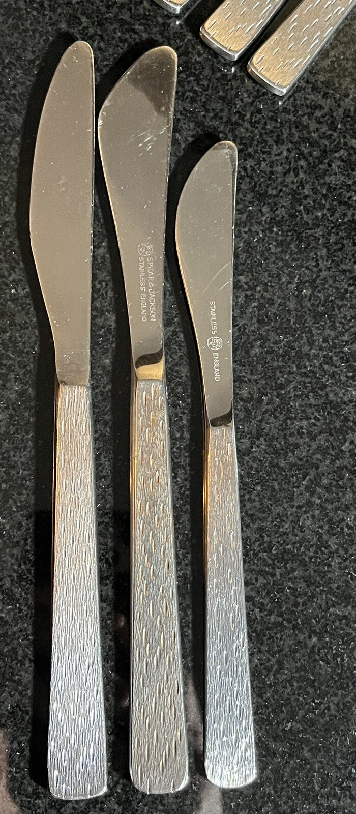 Vtg Spear and Jackson Crystal Pattern Flatware Stainless Steel Cutlery 44 pcs