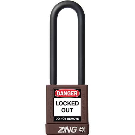 Zing 7060 Lockout Padlock, Keyed Different, Aluminum, Brown, 3 In Shackle