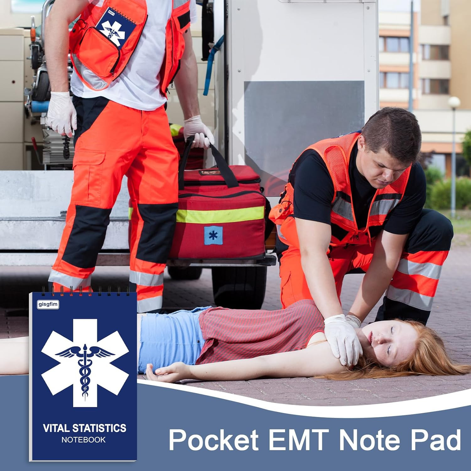 EMT First Responders Vital Statistics Notepad - 4 Pack Medical Notebook 70 Sheet
