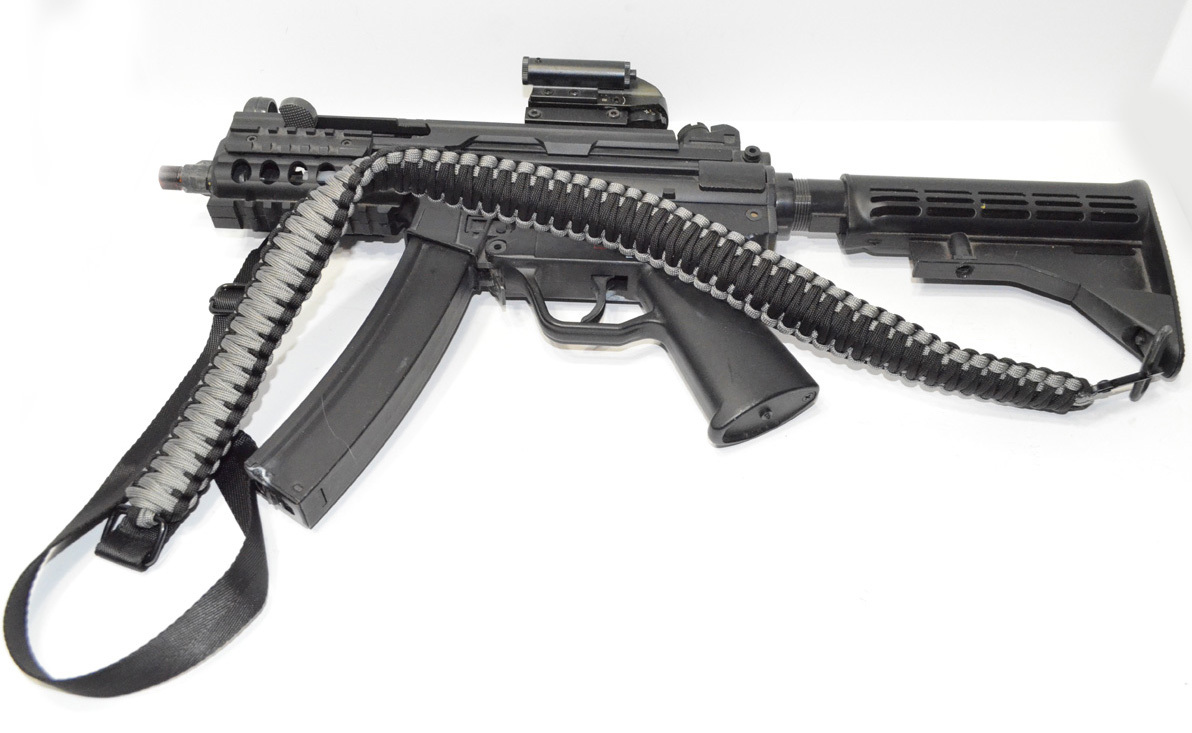 Tactical 550 Paracord Rifle Gun Shotgun Paintball 2 Point Sling (Grey / Black)