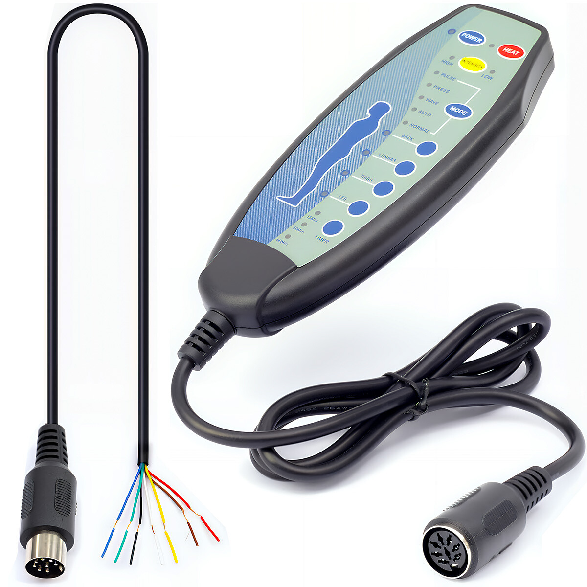 8 Female Pin Hand Remote Control for Massage Power Lift Recliner Chair with Heat