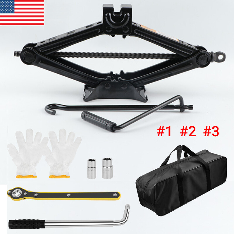 2 Ton，3 Ton Scissor Jack Handle Crank Wheel Lug Wrench Tool Kit Car Garage Tire