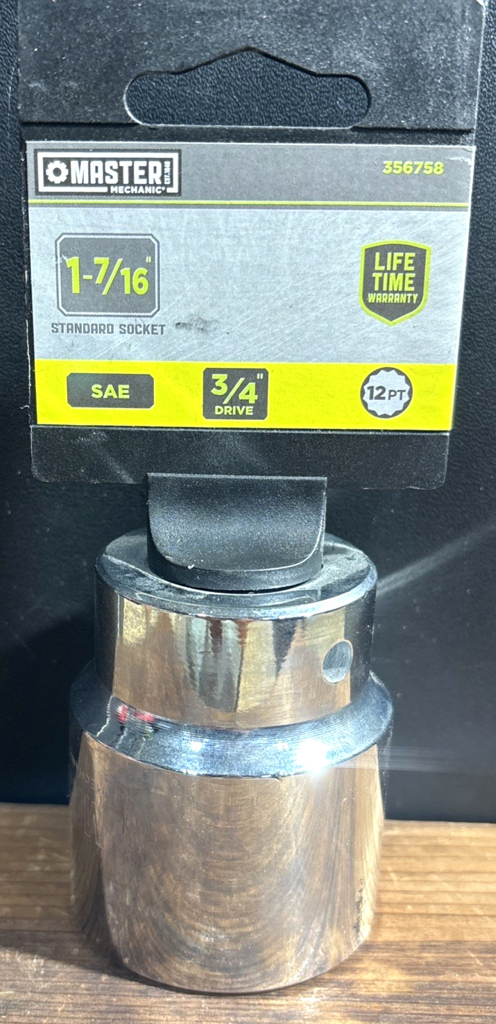 Master Mechanic 3/4" Drive, 1-7/16" 12-Point Socket, 356758, New, Free US Ship