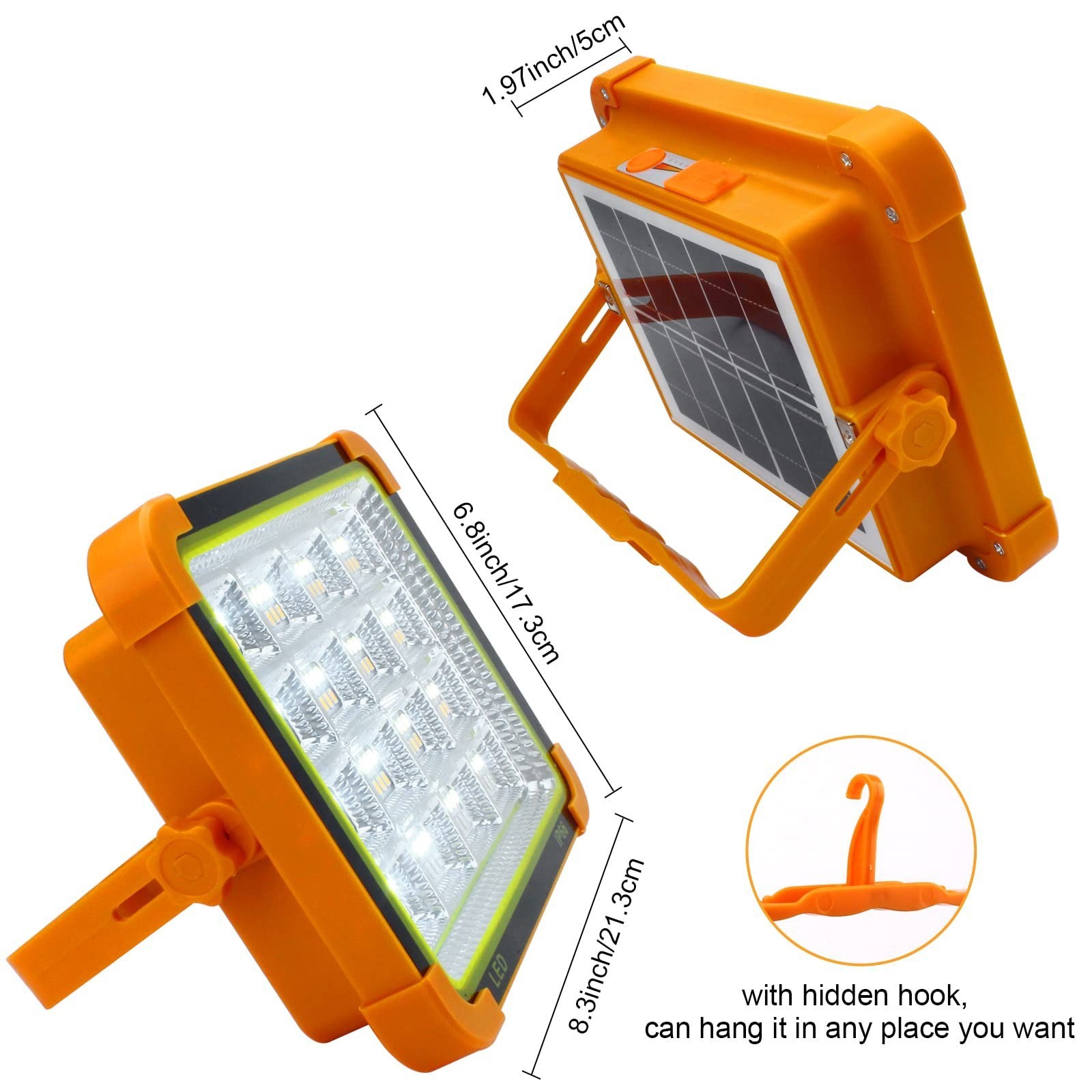 650W Solar Rechargeable Work Light–100LM Portable LED Flood Light with Stand US