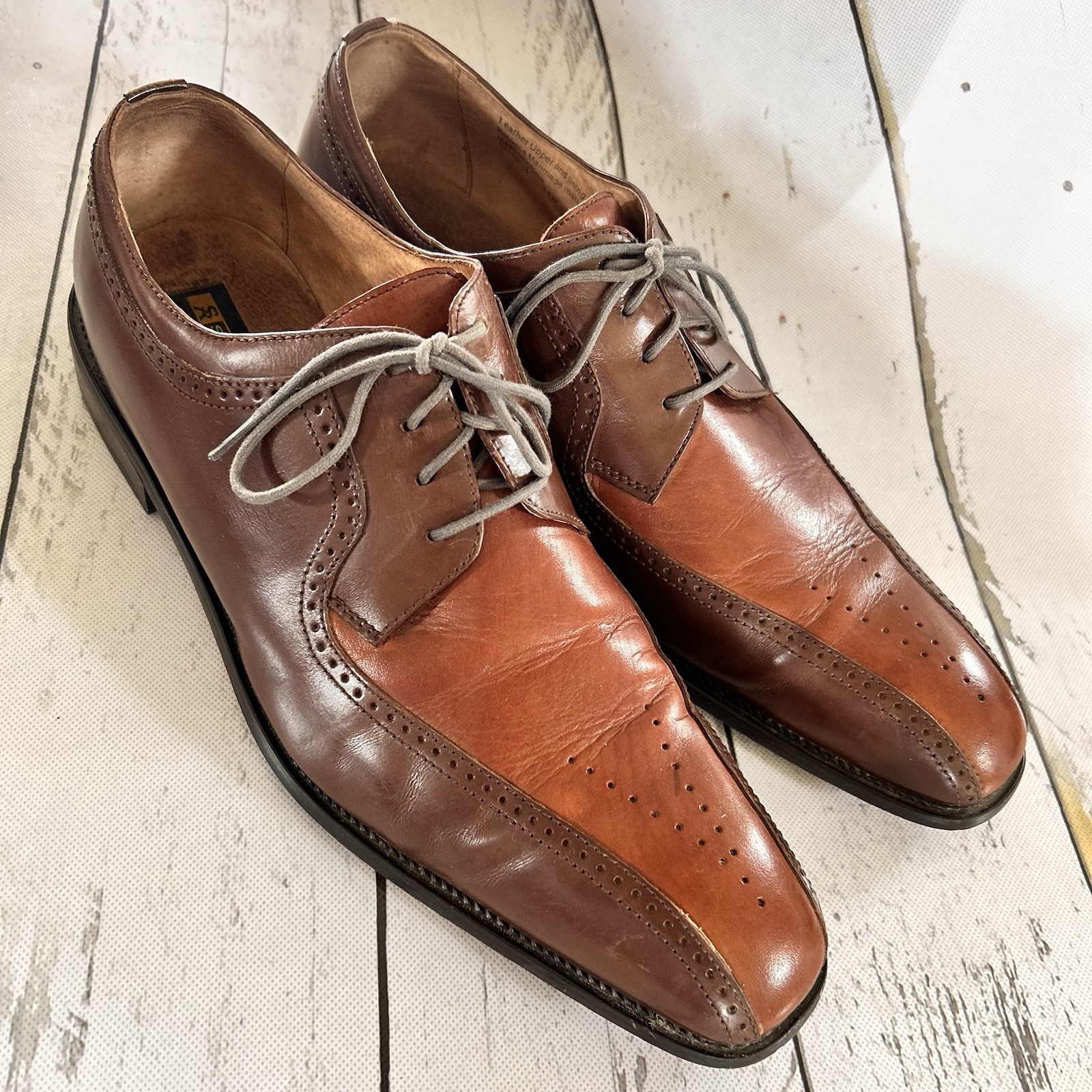 Stacy Adams Brown Leather Oxford Lace Up Dress Shoes 14 M 24189-14